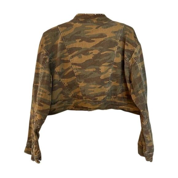 Vintage Y2K Vega Jeans Studded Camouflage Bolero Cropped Jean Jacket, Large - Picture 3 of 4